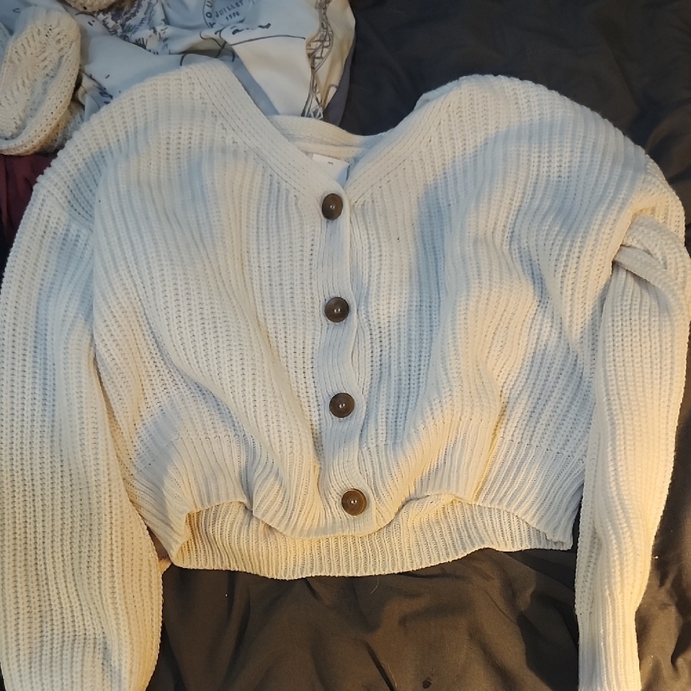 Jumping Beans Cream Ribbed Cardigan Sweater